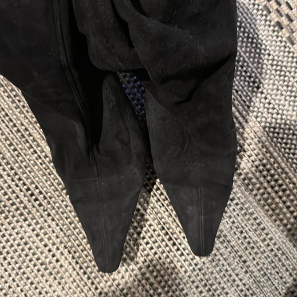Jimmy Choo Authentic suede pull on tall boots with leather accents - Picture 3 of 7